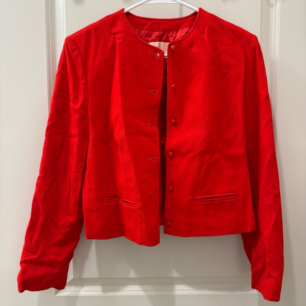 Vintage Pendleton Red 100% Virgin Wool Crop Jacket XS/S USA Made Excellent